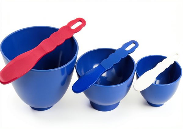 3Pcs Flexible Rubber Mixing Bowls,Dental Rubber Plastic Spatulas for Alginate and Plaster Materials-0