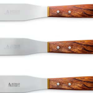 Dental Lab Spatula 8" Set of 3 - Artman Stainless Steel Wood Handle-0