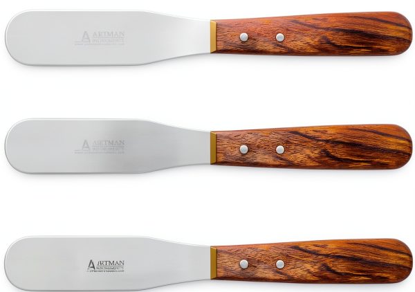 Dental Lab Spatula 8" Set of 3 - Artman Stainless Steel Wood Handle-0